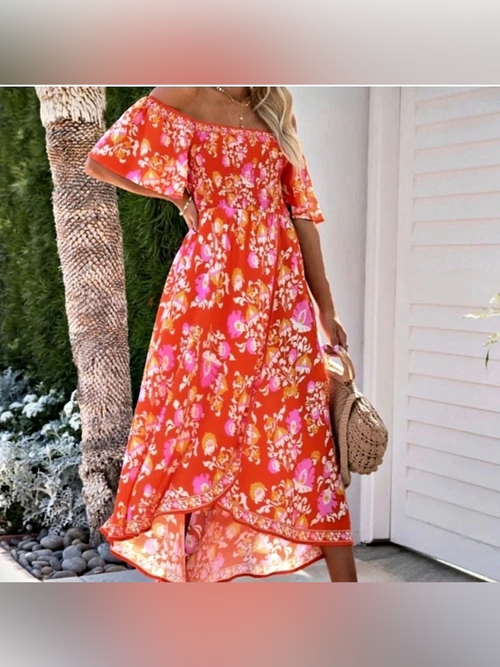 Flying Tomato Floral Maxi Dress in Orange & Pink Size Medium